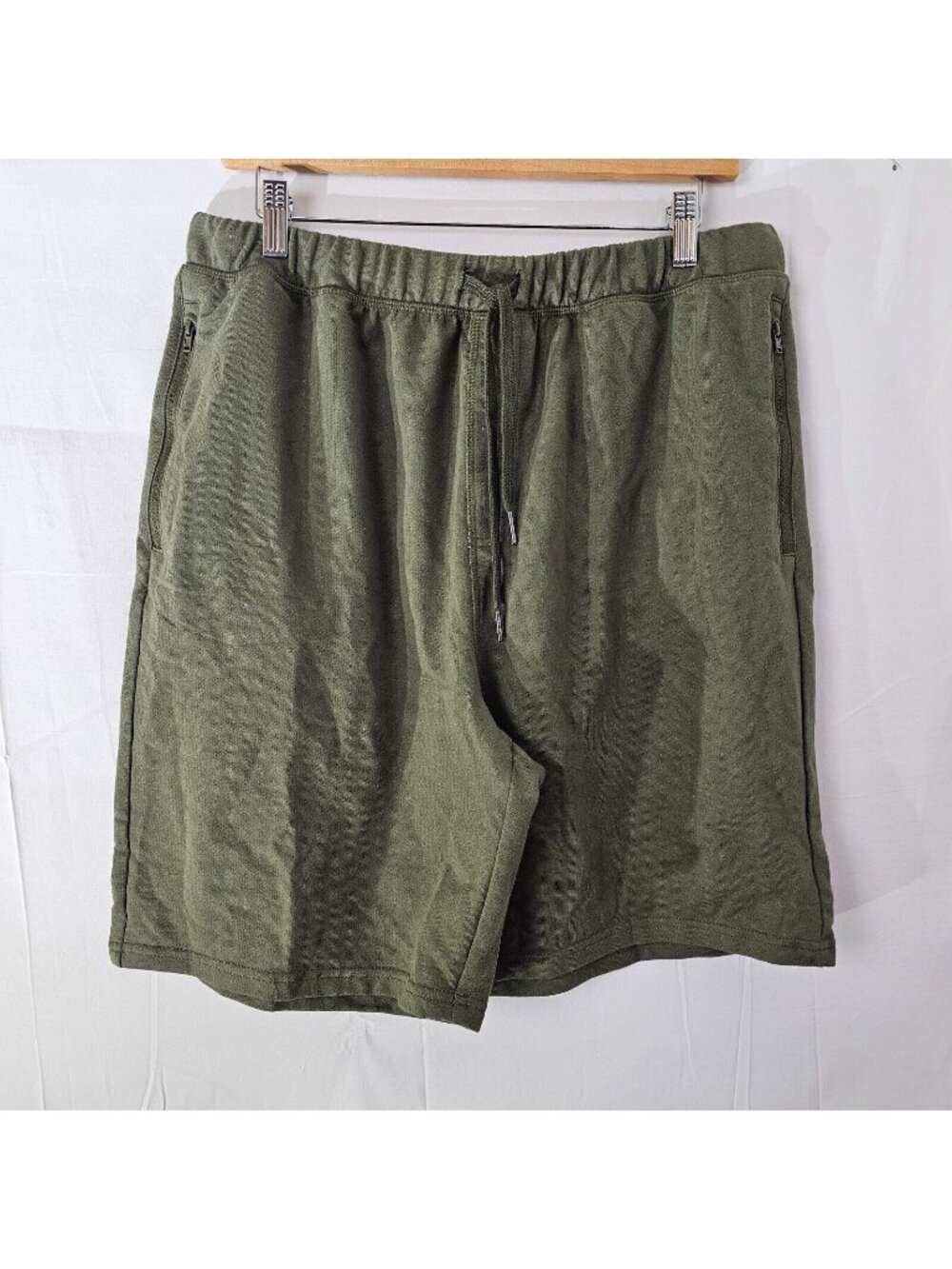 Eddie Bauer Sweat Shorts Mens L 33x8 Green Elastic Waist Drawstring Sleepwear